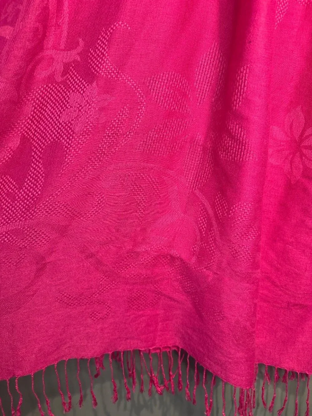 Pashmina Silk Blend Shawl Wrap Hot Pink Floral Paisley Old Money Cottagecore